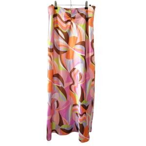Princess Polly 70s aesthetic maxi skirt, retro pink white & orange print, size 6